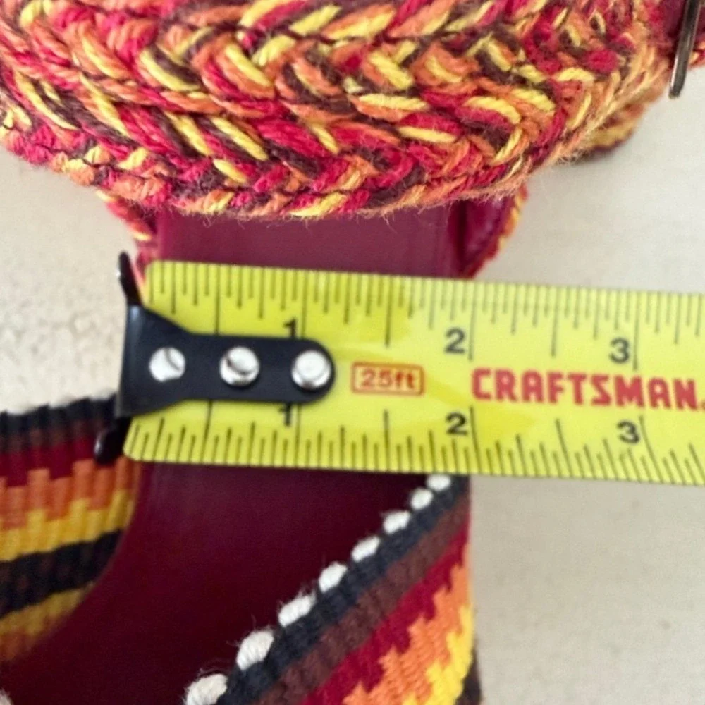 Antolina Paris Woven Textile Women Sz 8 Striped Platform Sandal Red/Yellow/Black